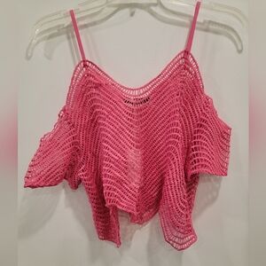 NWT Lulumari Cold Shoulder Net Hot Pink Tank Size Medium